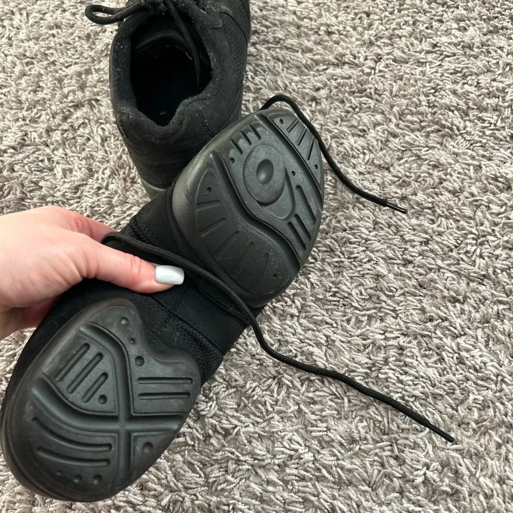 Black Split Sole Dance Sneakers Jazz Hip Hop Practice Shoes Size 10‎